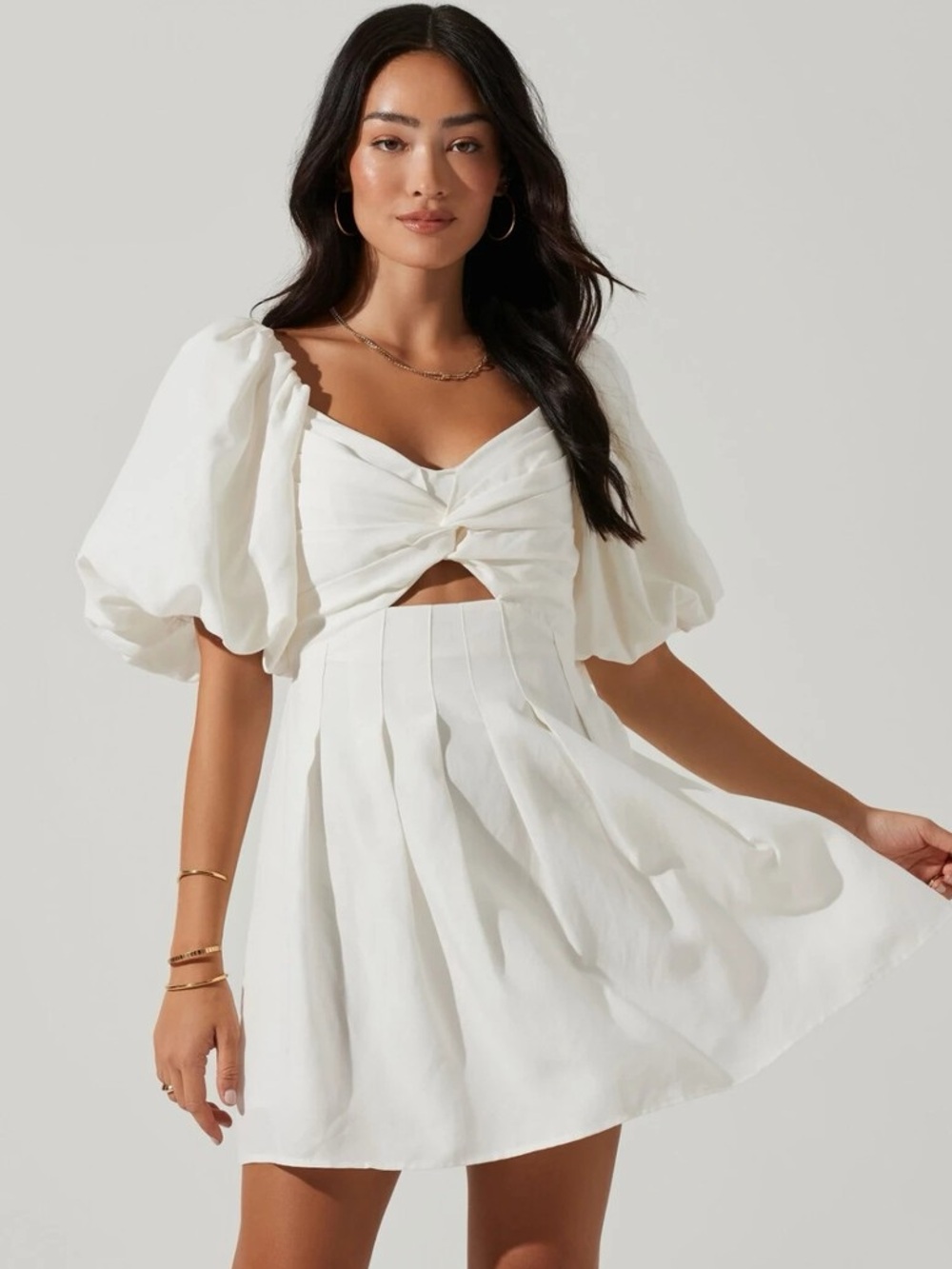 ASTR The Label Serilda White Linen Blend Mini Dress